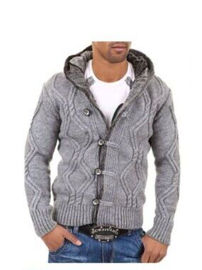 CARISMA Mens hooded sweater jacket cardigan grey Size XL New